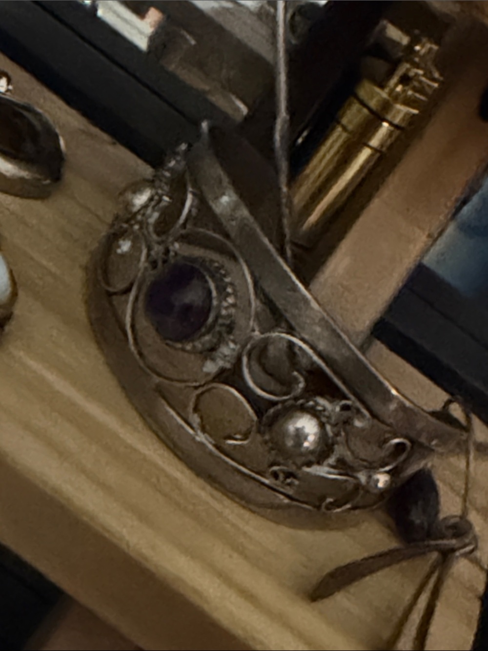 Amethyst canachon , Sterling Mexico, stamps cuff